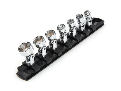 1/4 Inch Drive Shallow 6-Point Universal Joint Socket Set with Rail, 7-Piece