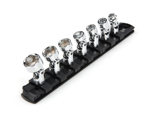1/4 Inch Drive Shallow 6-Point Universal Joint Socket Set with Rail, 7-Piece